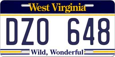 WV license plate DZO648