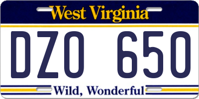 WV license plate DZO650