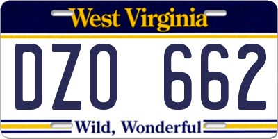 WV license plate DZO662