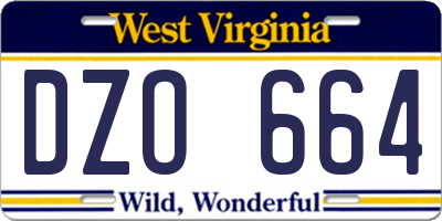 WV license plate DZO664
