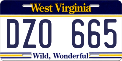 WV license plate DZO665