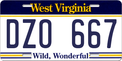 WV license plate DZO667