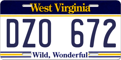 WV license plate DZO672