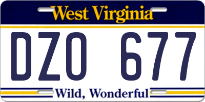 WV license plate DZO677