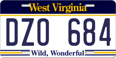 WV license plate DZO684