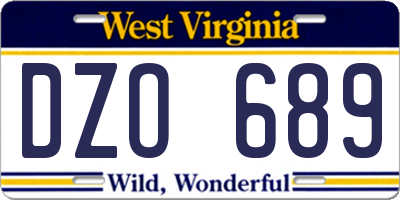 WV license plate DZO689
