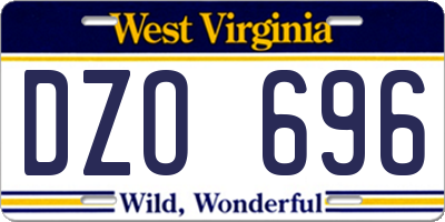WV license plate DZO696