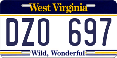 WV license plate DZO697