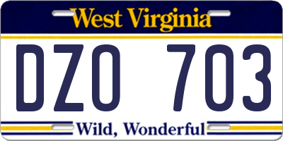 WV license plate DZO703