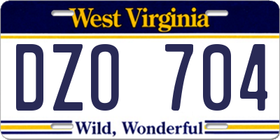 WV license plate DZO704