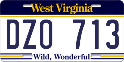 WV license plate DZO713