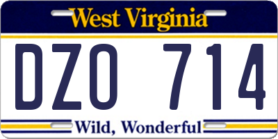 WV license plate DZO714