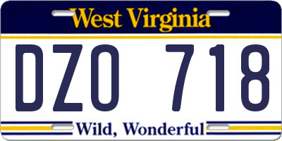 WV license plate DZO718