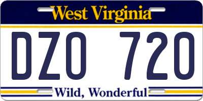 WV license plate DZO720