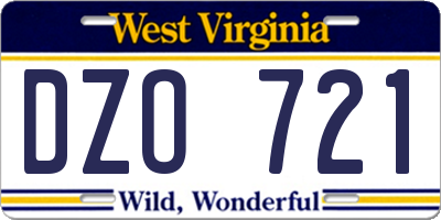 WV license plate DZO721