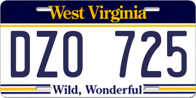 WV license plate DZO725