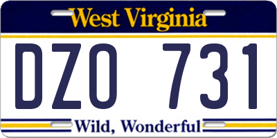 WV license plate DZO731