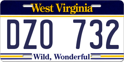 WV license plate DZO732