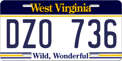 WV license plate DZO736