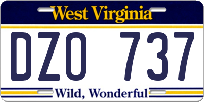 WV license plate DZO737