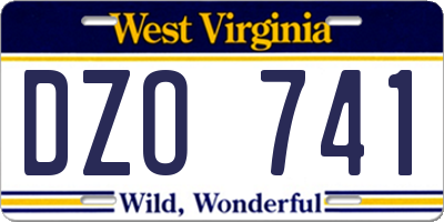 WV license plate DZO741