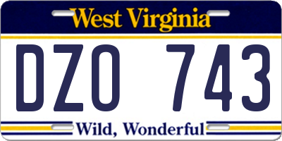 WV license plate DZO743