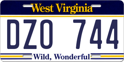 WV license plate DZO744