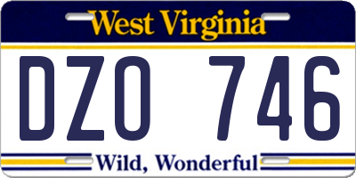 WV license plate DZO746