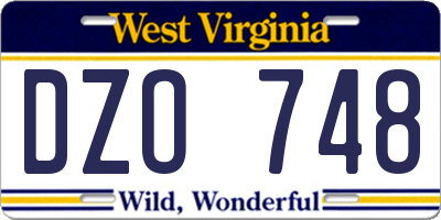 WV license plate DZO748