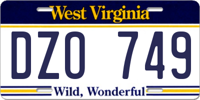 WV license plate DZO749