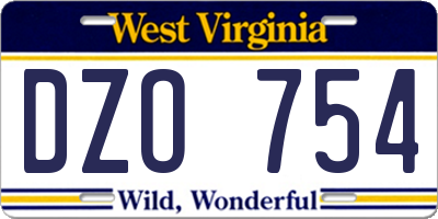 WV license plate DZO754