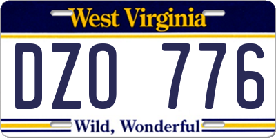 WV license plate DZO776