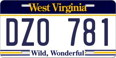 WV license plate DZO781