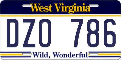 WV license plate DZO786