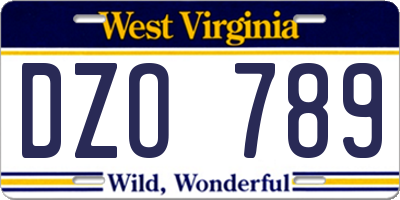 WV license plate DZO789