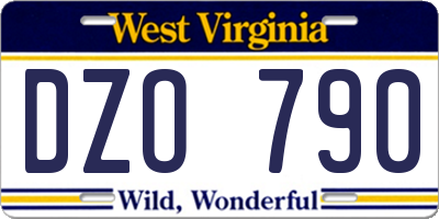 WV license plate DZO790