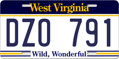 WV license plate DZO791