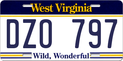 WV license plate DZO797