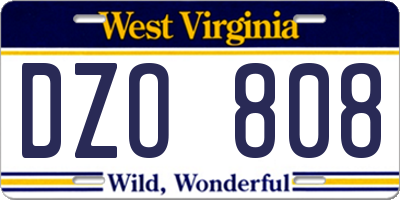 WV license plate DZO808