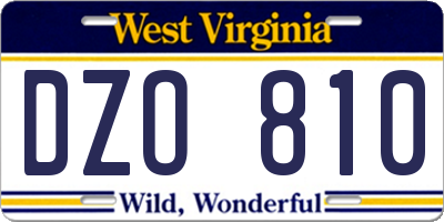 WV license plate DZO810