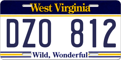 WV license plate DZO812