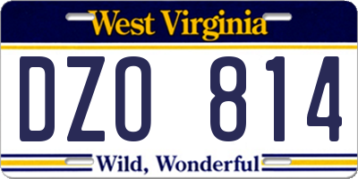 WV license plate DZO814