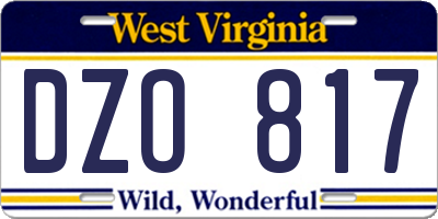 WV license plate DZO817