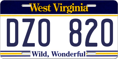 WV license plate DZO820