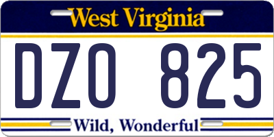 WV license plate DZO825