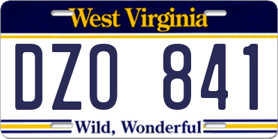 WV license plate DZO841