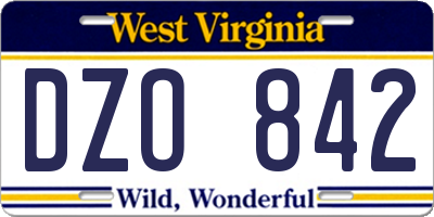 WV license plate DZO842