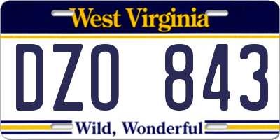 WV license plate DZO843