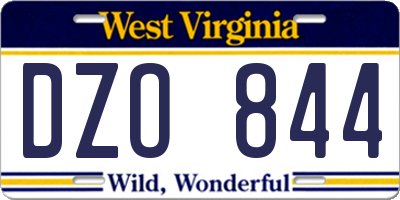 WV license plate DZO844