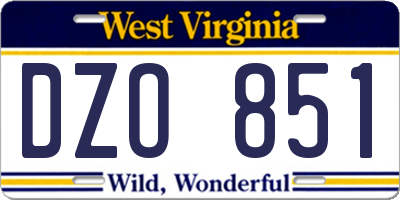 WV license plate DZO851